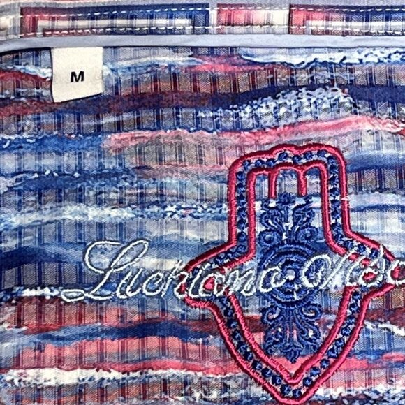 Luchiano Visconti Shirt Mens Med Blue Pattern Long Sleeve Button Up Casual Sport - Picture 6 of 16